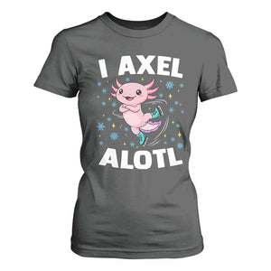 Funny Axolotl Ice Skating T Shirt For Women I Axel Alotl Winter Sport TS11 Dark Heather Print Your Wear