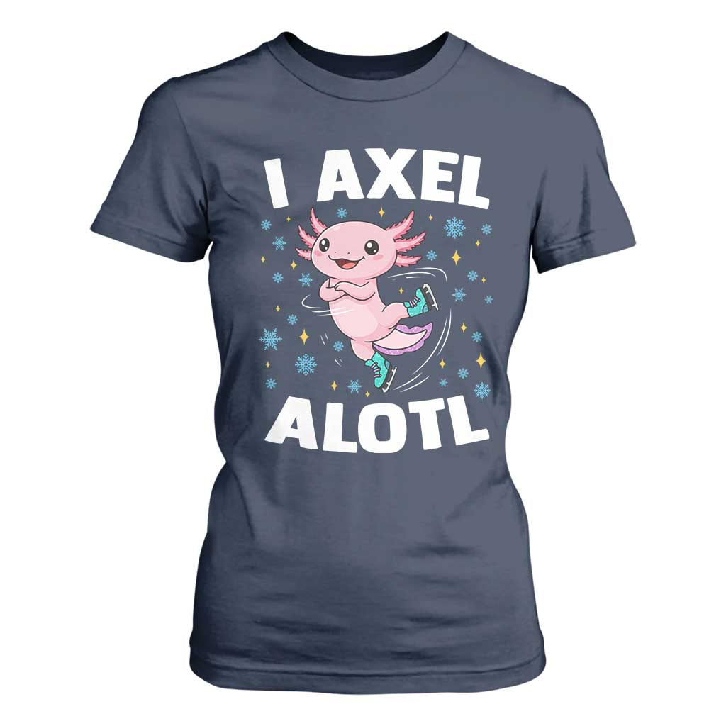 Funny Axolotl Ice Skating T Shirt For Women I Axel Alotl Winter Sport TS11 Navy Print Your Wear
