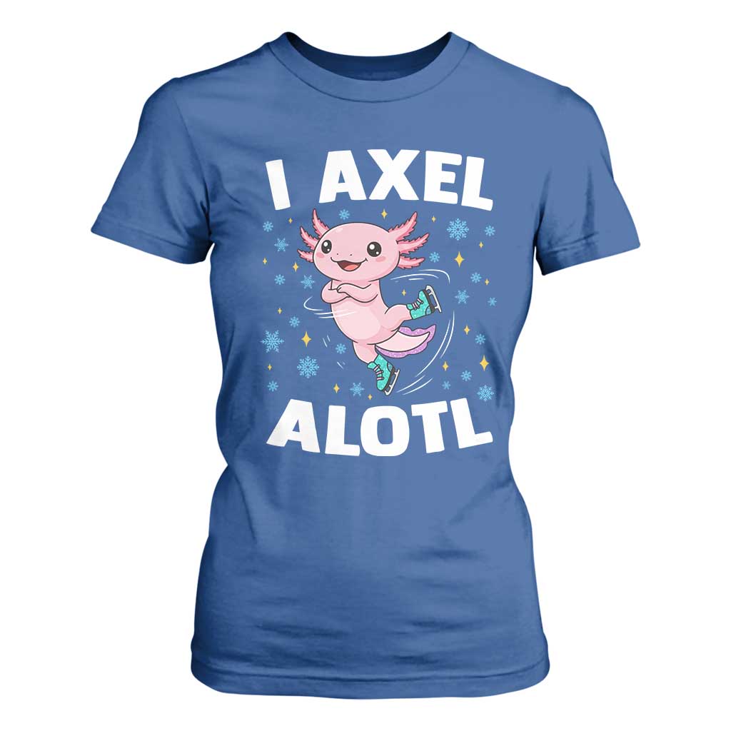 Funny Axolotl Ice Skating T Shirt For Women I Axel Alotl Winter Sport TS11 Royal Blue Print Your Wear
