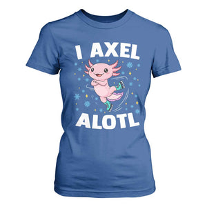 Funny Axolotl Ice Skating T Shirt For Women I Axel Alotl Winter Sport TS11 Royal Blue Print Your Wear