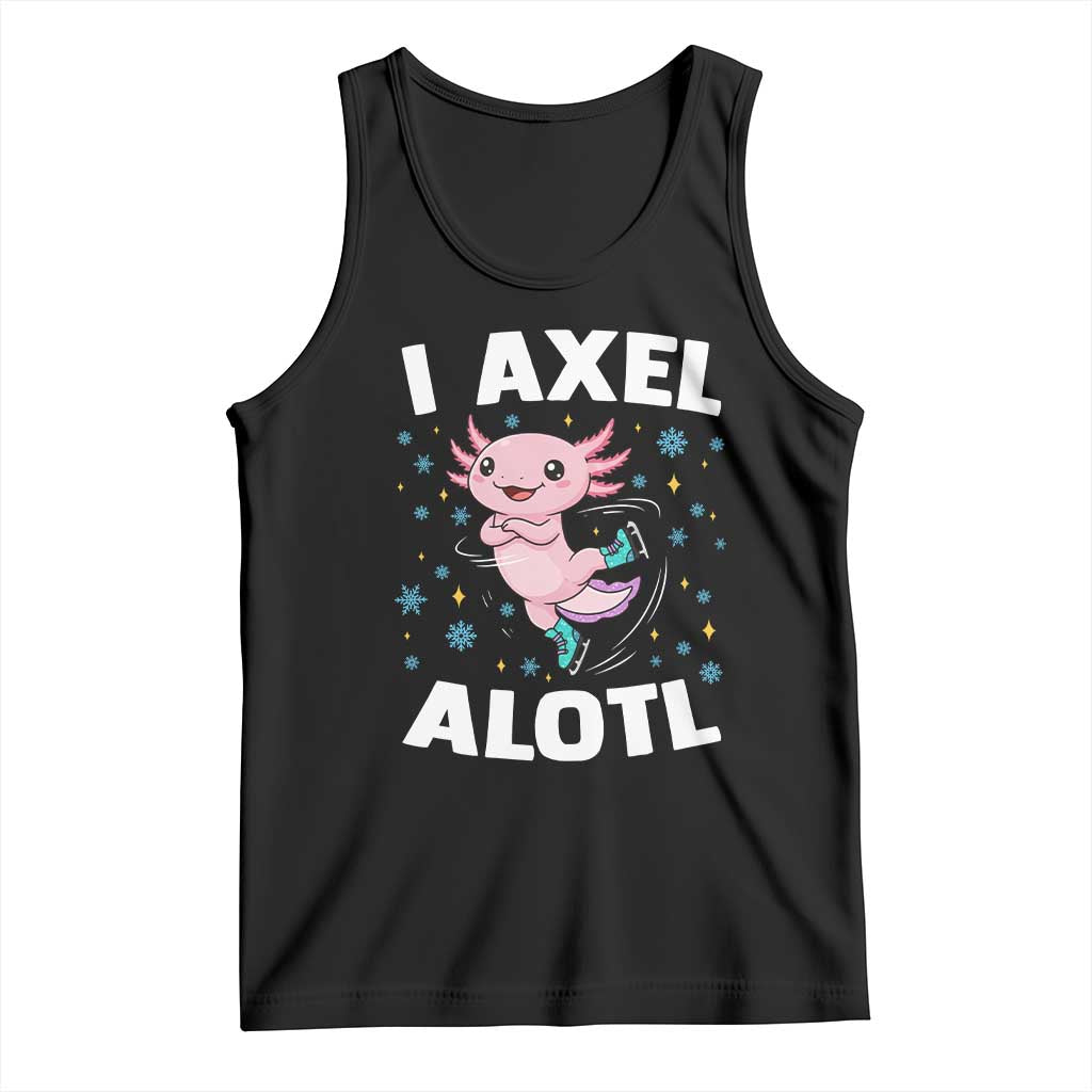 Funny Axolotl Ice Skating Tank Top I Axel Alotl Winter Sport TS11 Black Print Your Wear