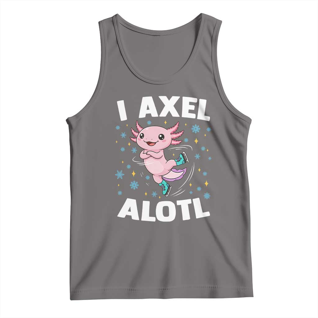 Funny Axolotl Ice Skating Tank Top I Axel Alotl Winter Sport TS11 Deep Heather Print Your Wear