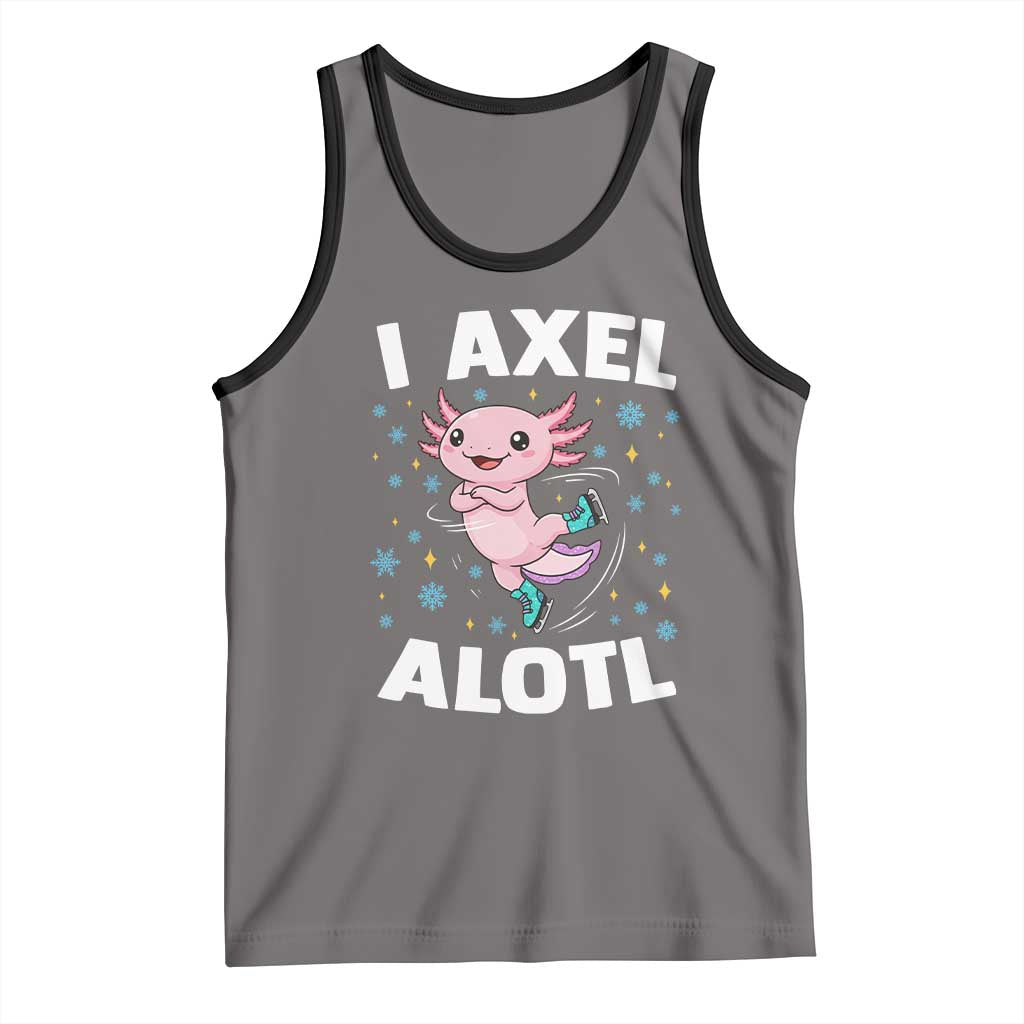 Funny Axolotl Ice Skating Tank Top I Axel Alotl Winter Sport TS11 Deep Heather Black Print Your Wear