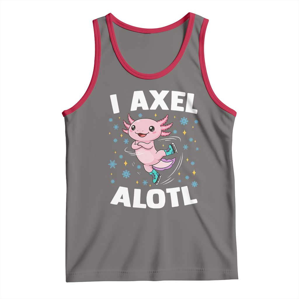 Funny Axolotl Ice Skating Tank Top I Axel Alotl Winter Sport TS11 Deep Heather Red Print Your Wear