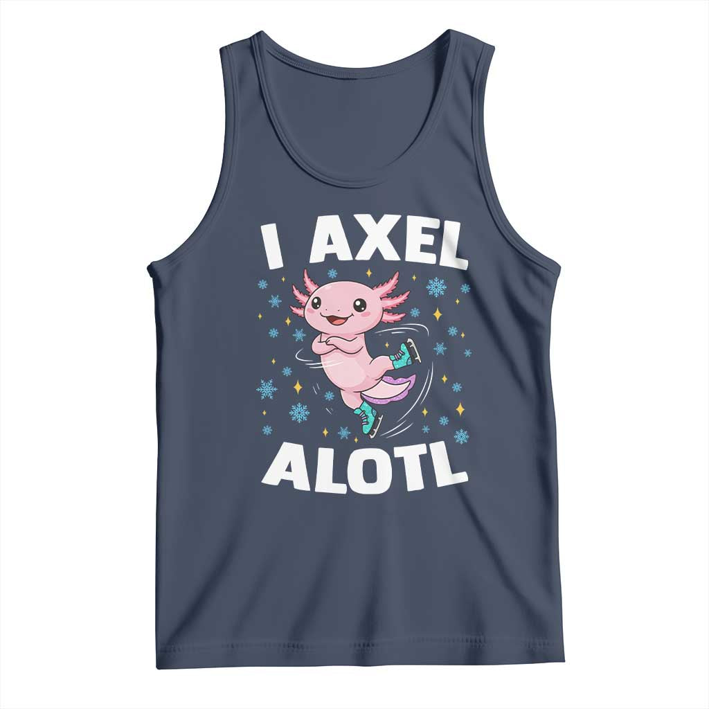 Funny Axolotl Ice Skating Tank Top I Axel Alotl Winter Sport TS11 Navy Print Your Wear