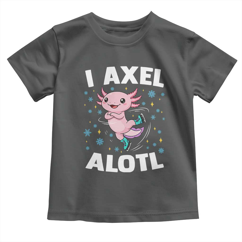 Funny Axolotl Ice Skating Toddler T Shirt I Axel Alotl Winter Sport TS11 Dark Heather Print Your Wear