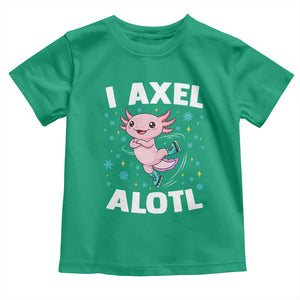Funny Axolotl Ice Skating Toddler T Shirt I Axel Alotl Winter Sport TS11 Irish Green Print Your Wear