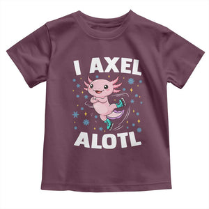 Funny Axolotl Ice Skating Toddler T Shirt I Axel Alotl Winter Sport TS11 Maroon Print Your Wear