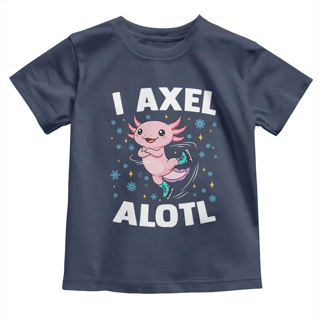 Funny Axolotl Ice Skating Toddler T Shirt I Axel Alotl Winter Sport TS11 Navy Print Your Wear