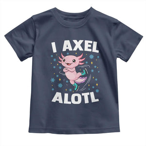 Funny Axolotl Ice Skating Toddler T Shirt I Axel Alotl Winter Sport TS11 Navy Print Your Wear