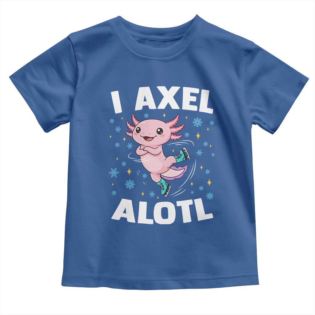 Funny Axolotl Ice Skating Toddler T Shirt I Axel Alotl Winter Sport TS11 Royal Blue Print Your Wear
