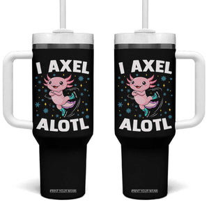 Funny Axolotl Ice Skating Tumbler With Handle I Axel Alotl Winter Sport TS11 One Size: 40 oz Black Print Your Wear