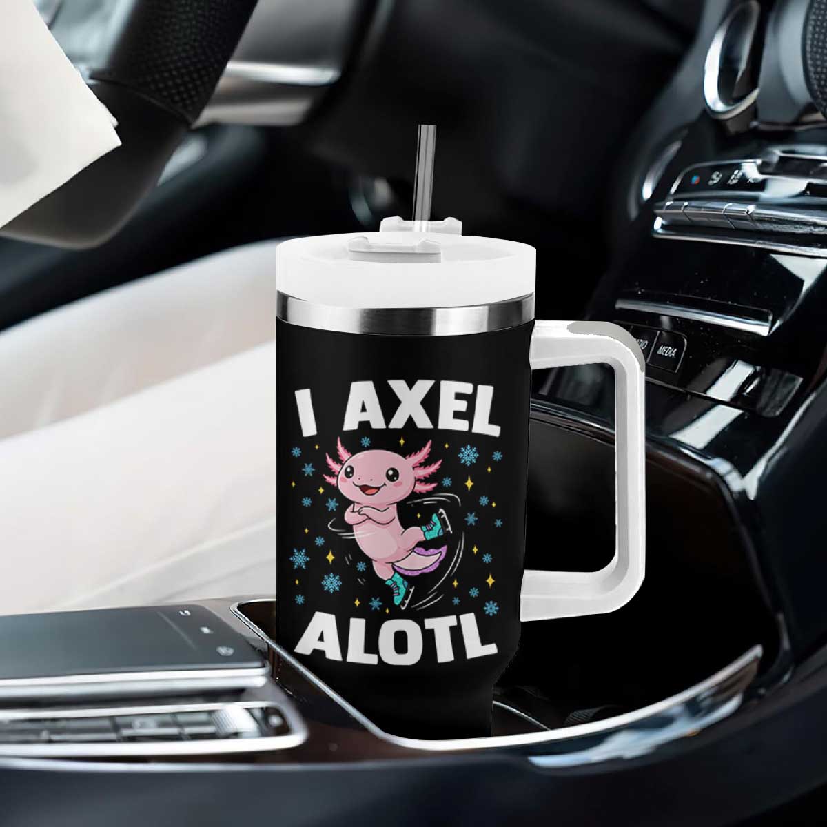 Funny Axolotl Ice Skating Tumbler With Handle I Axel Alotl Winter Sport TS11 Print Your Wear