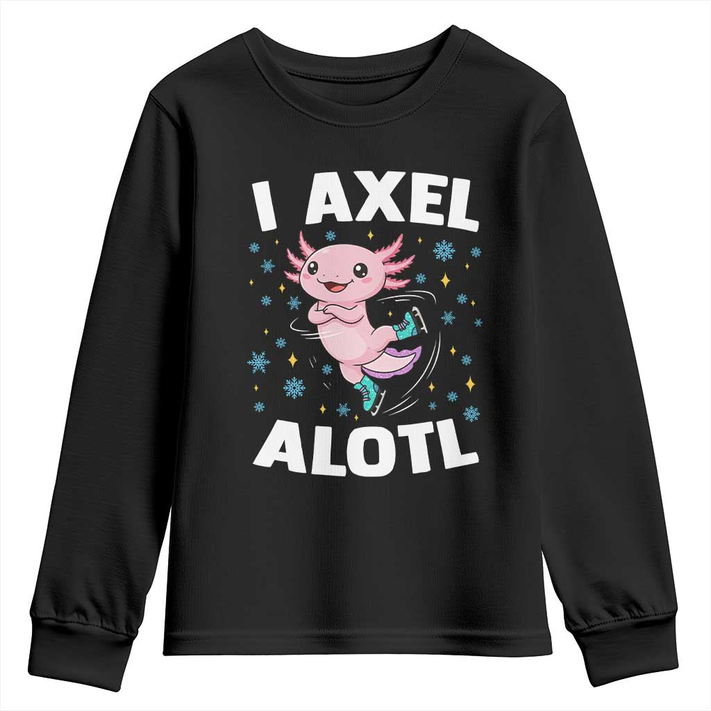 Funny Axolotl Ice Skating Youth Sweatshirt I Axel Alotl Winter Sport TS11 Black Print Your Wear