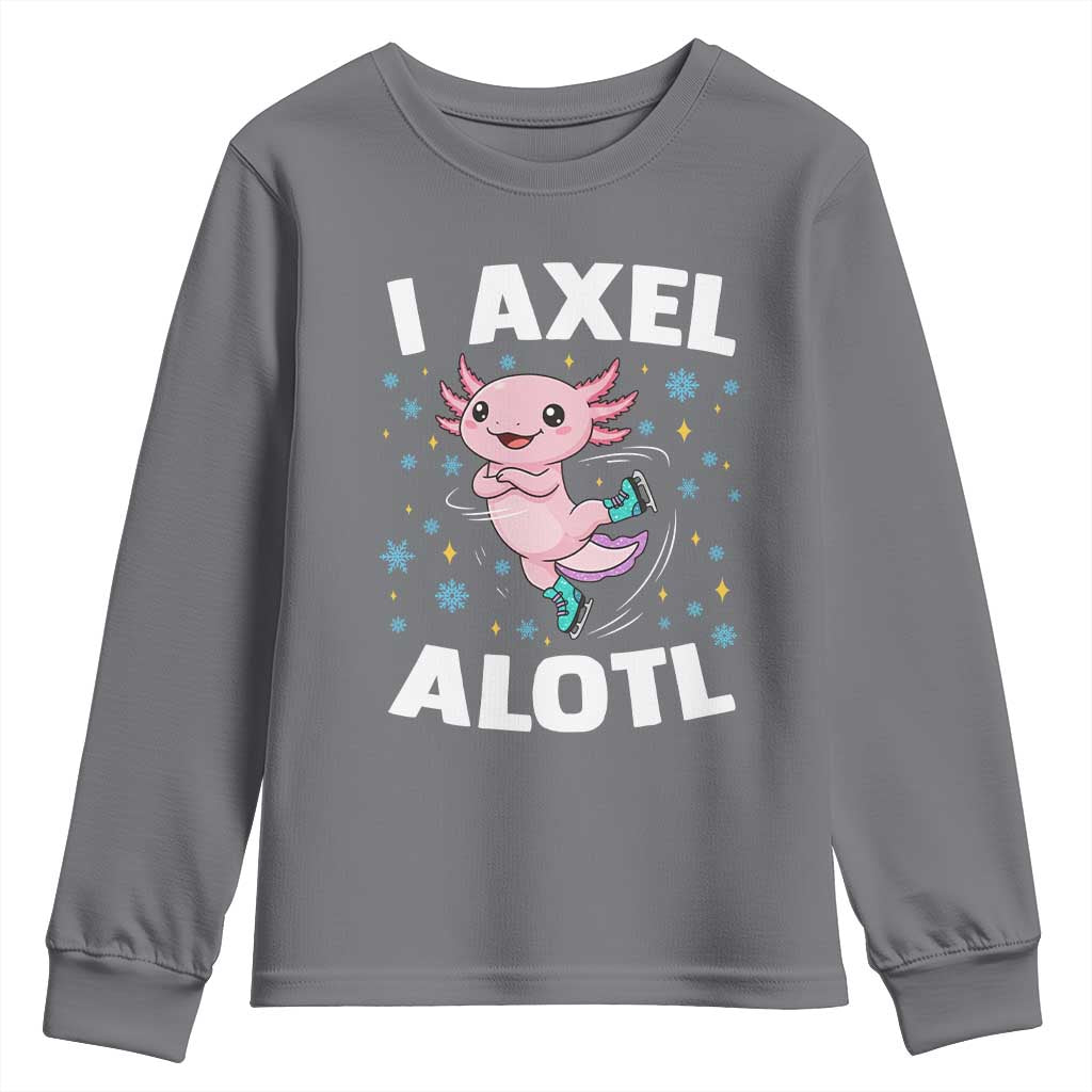 Funny Axolotl Ice Skating Youth Sweatshirt I Axel Alotl Winter Sport TS11 Charcoal Print Your Wear