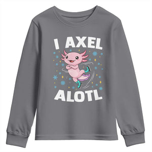 Funny Axolotl Ice Skating Youth Sweatshirt I Axel Alotl Winter Sport TS11 Charcoal Print Your Wear
