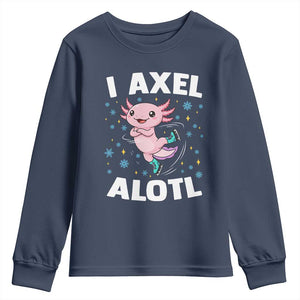 Funny Axolotl Ice Skating Youth Sweatshirt I Axel Alotl Winter Sport TS11 Navy Print Your Wear