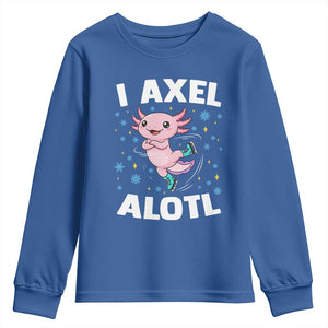 Funny Axolotl Ice Skating Youth Sweatshirt I Axel Alotl Winter Sport TS11 Royal Blue Print Your Wear
