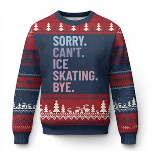 Sorry Cant Ice Skating Bye Ugly Christmas Sweater Funny Ice Skating Lovers TS11 Navy Red Print Your Wear