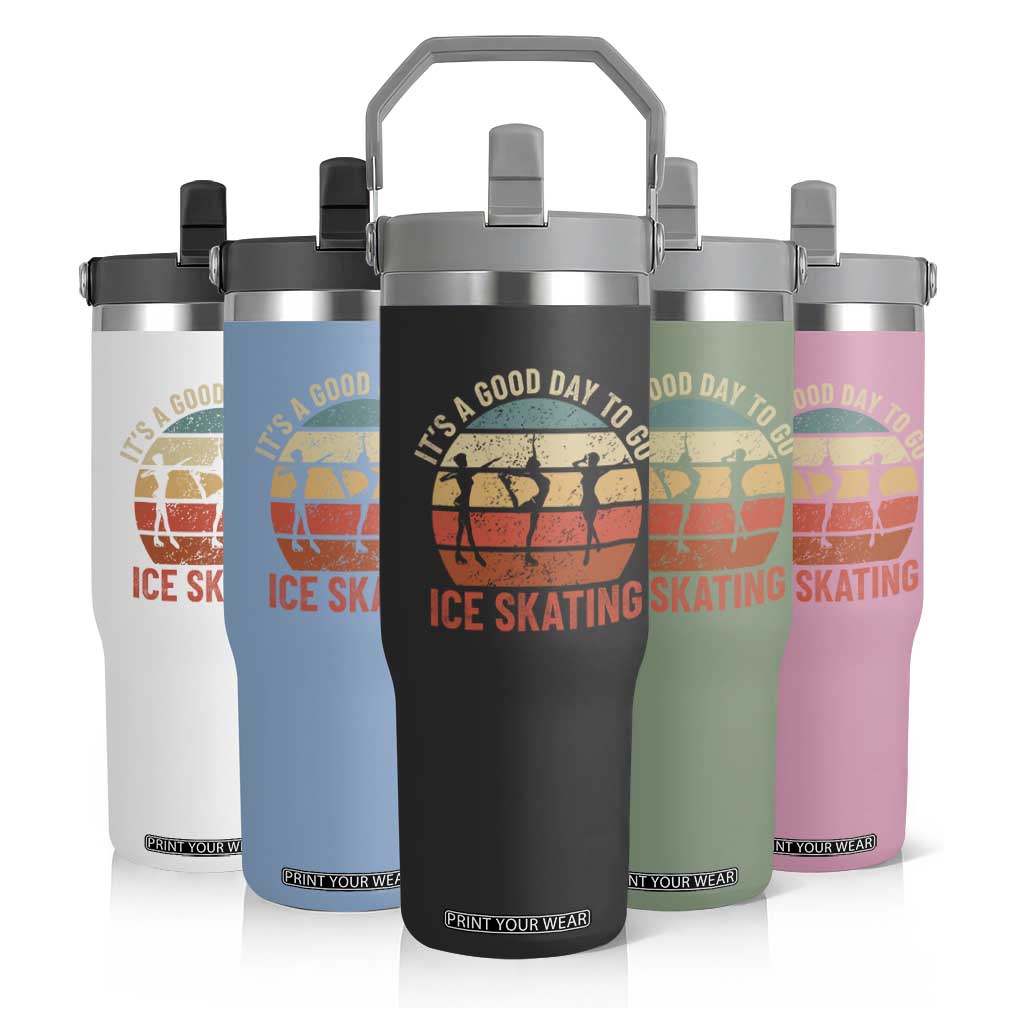 Funny It's A Good Day To Go Ice Skating Flip Straw Tumbler TS11 Print Your Wear