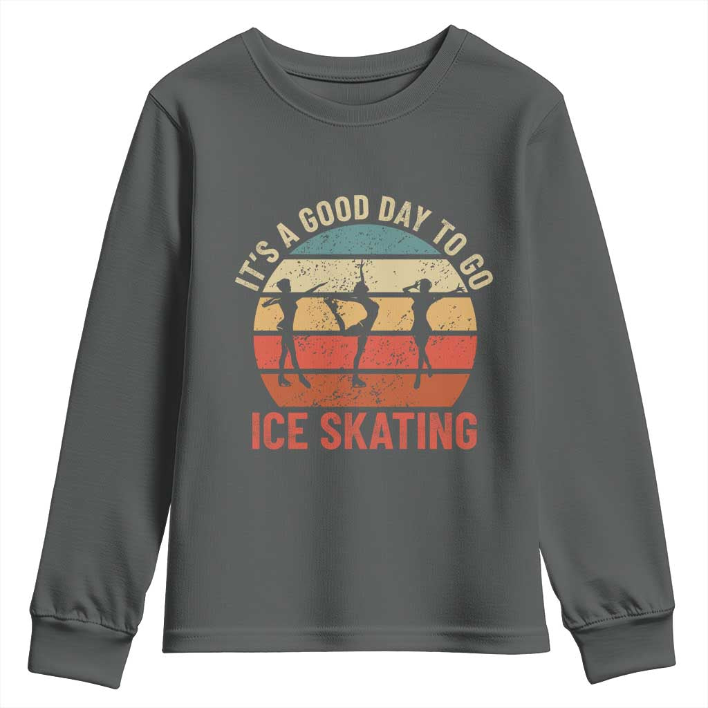 Funny It's A Good Day To Go Ice Skating Youth Sweatshirt TS11 Dark Heather Print Your Wear