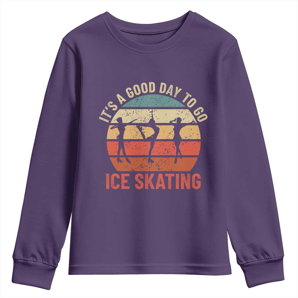 Funny It's A Good Day To Go Ice Skating Youth Sweatshirt TS11 Purple Print Your Wear