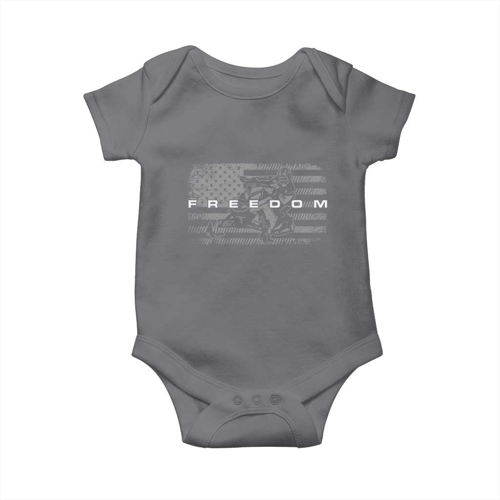 American Flag Snowmobile Freedom Winter Sport Baby Onesie TS11 Charcoal Print Your Wear