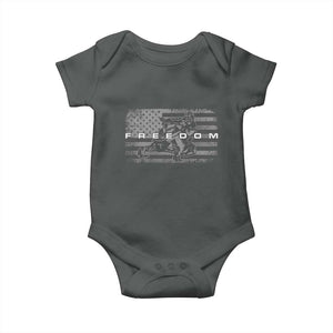 American Flag Snowmobile Freedom Winter Sport Baby Onesie TS11 Dark Heather Print Your Wear