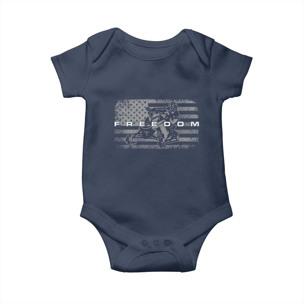American Flag Snowmobile Freedom Winter Sport Baby Onesie TS11 Navy Print Your Wear