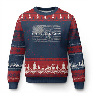 American Flag Snowmobile Freedom Winter Sport Ugly Christmas Sweater TS11 Navy Red Print Your Wear