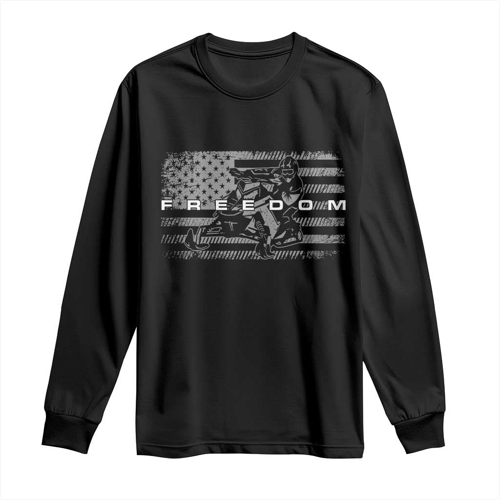 American Flag Snowmobile Freedom Winter Sport Long Sleeve Shirt TS11 Black Print Your Wear