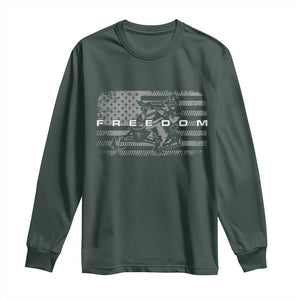 American Flag Snowmobile Freedom Winter Sport Long Sleeve Shirt TS11 Dark Forest Green Print Your Wear