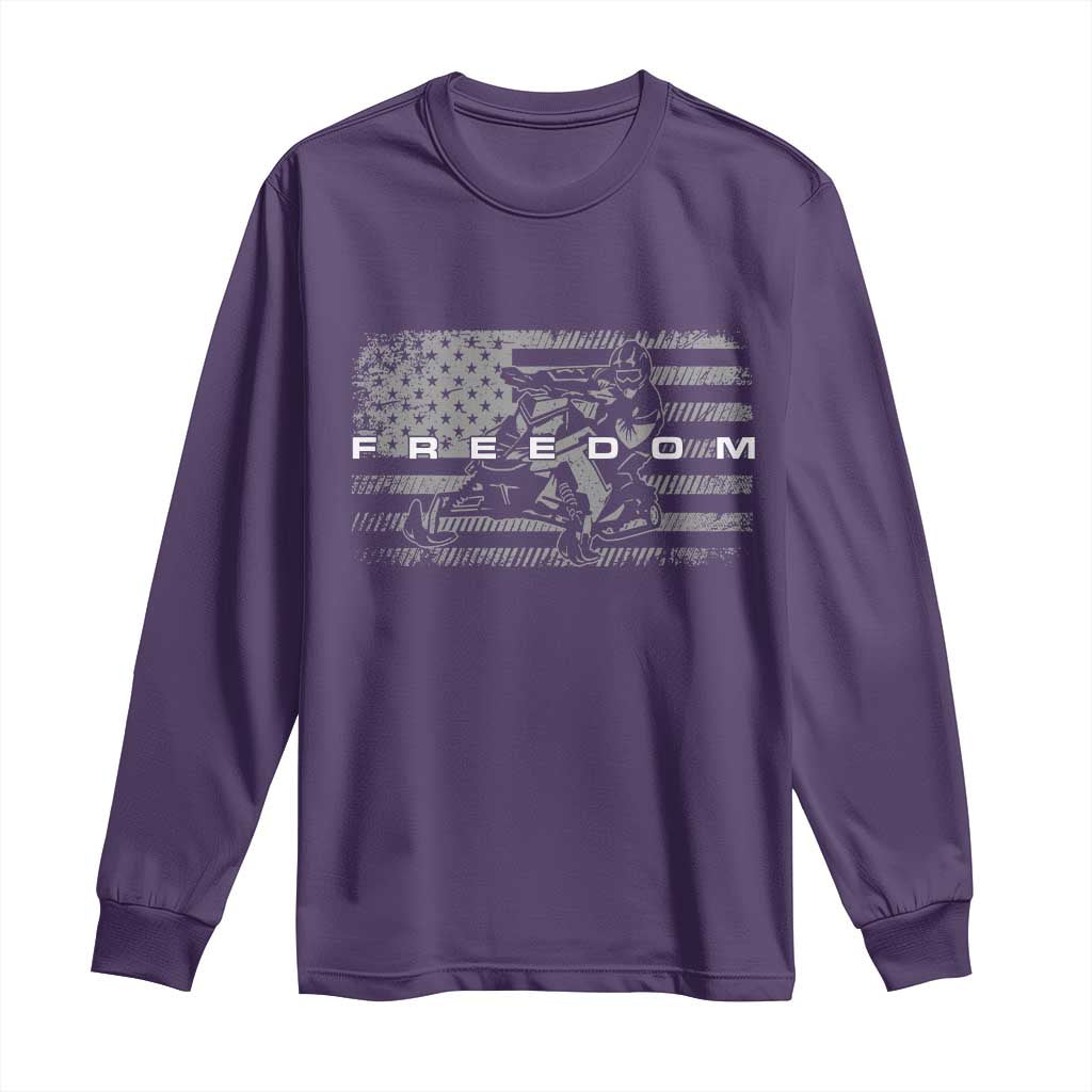 American Flag Snowmobile Freedom Winter Sport Long Sleeve Shirt TS11 Purple Print Your Wear