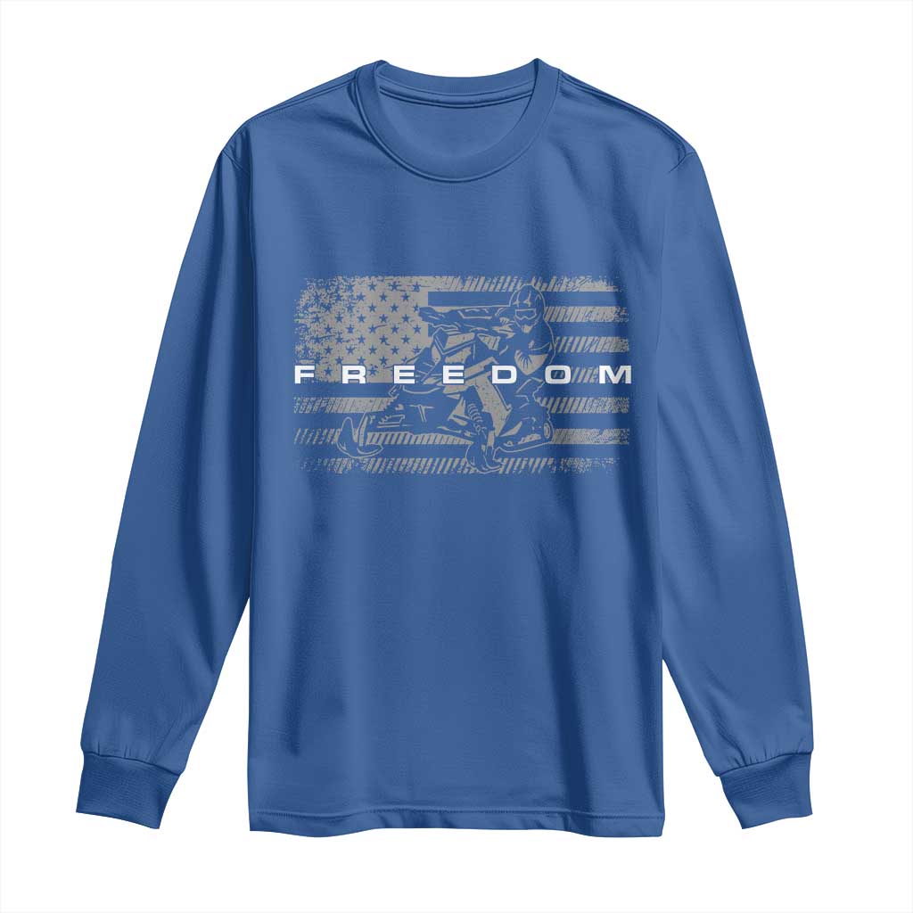 American Flag Snowmobile Freedom Winter Sport Long Sleeve Shirt TS11 Royal Blue Print Your Wear