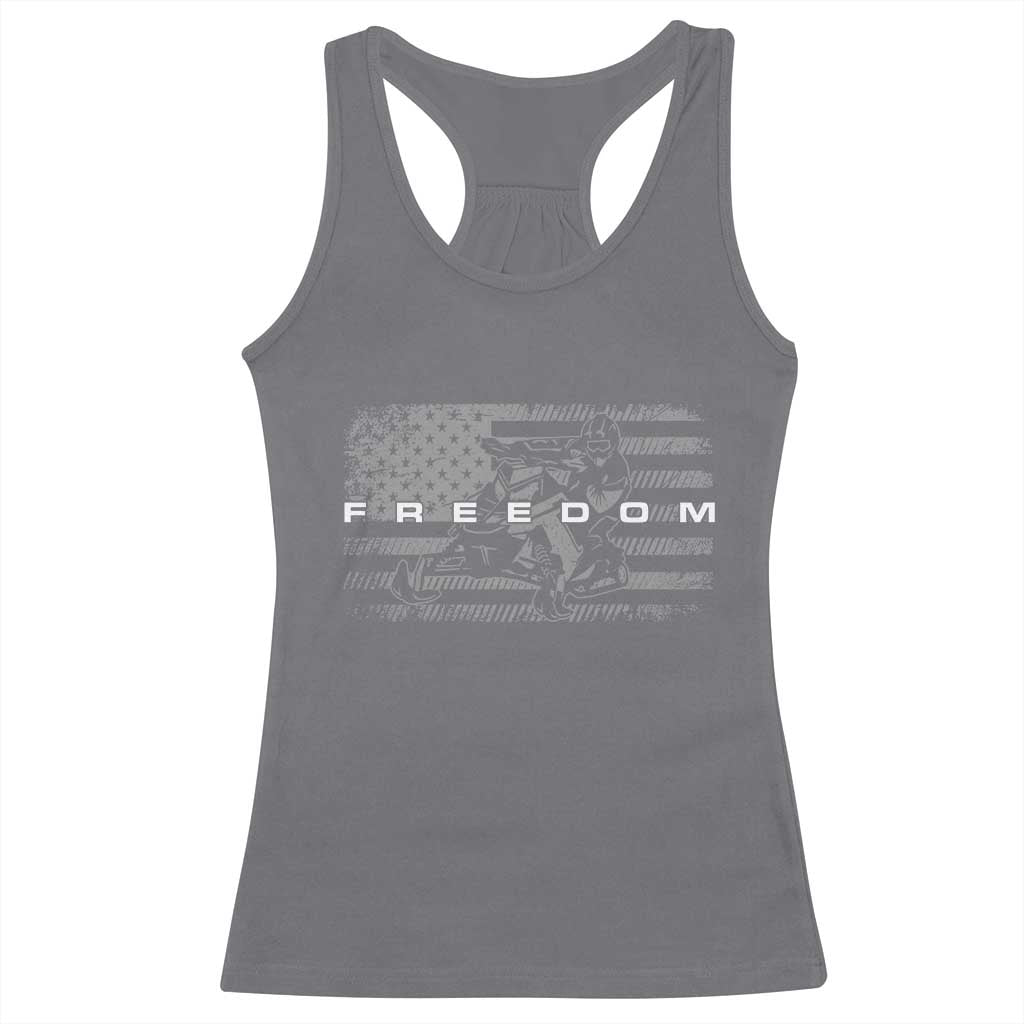 American Flag Snowmobile Freedom Winter Sport Racerback Tank Top TS11 Charcoal Print Your Wear