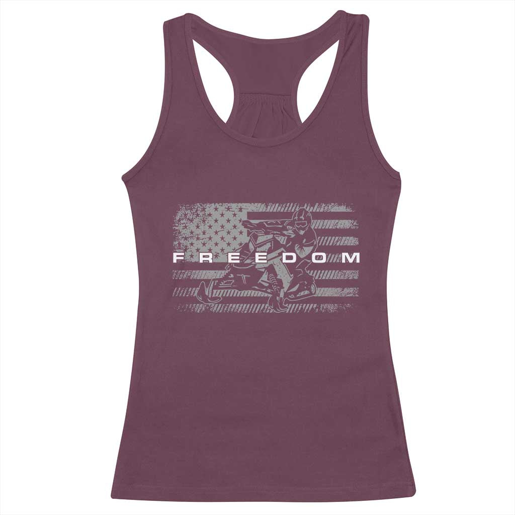 American Flag Snowmobile Freedom Winter Sport Racerback Tank Top TS11 Maroon Print Your Wear