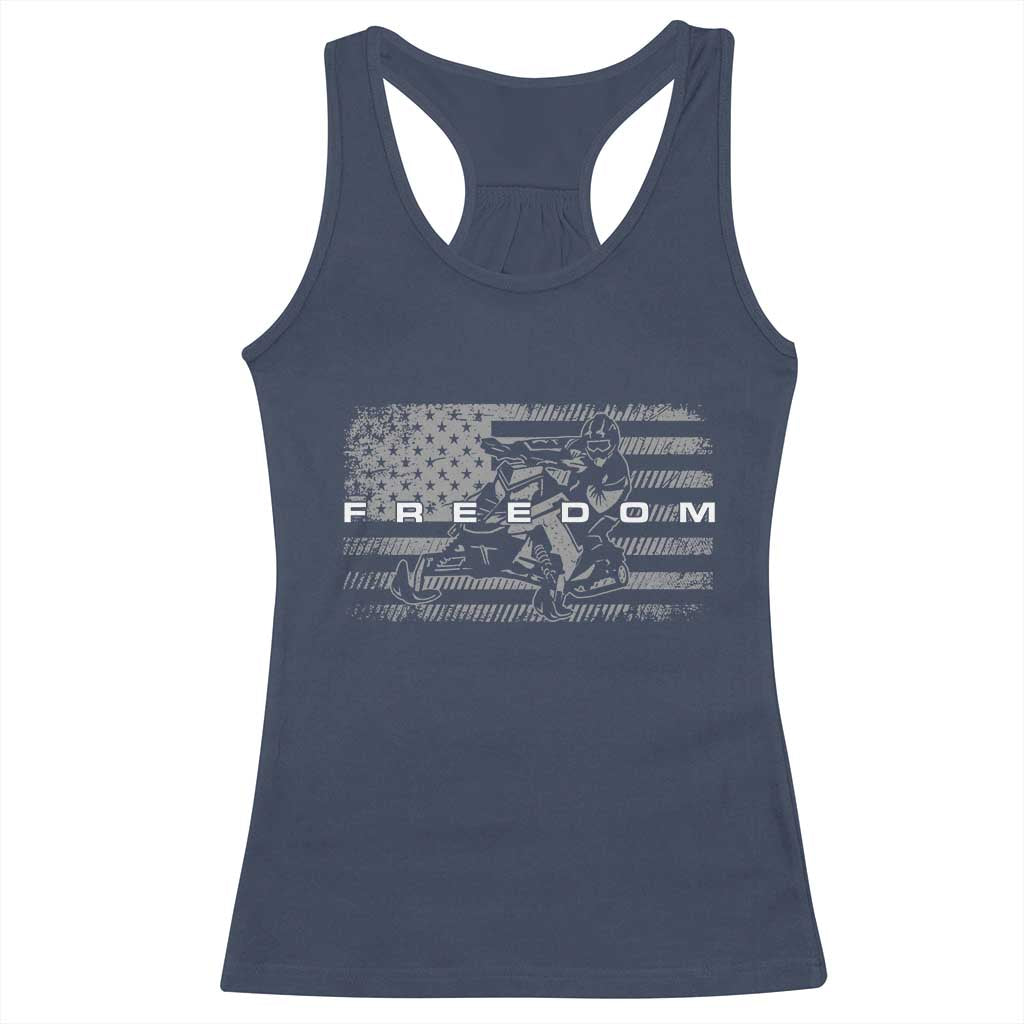 American Flag Snowmobile Freedom Winter Sport Racerback Tank Top TS11 Navy Print Your Wear
