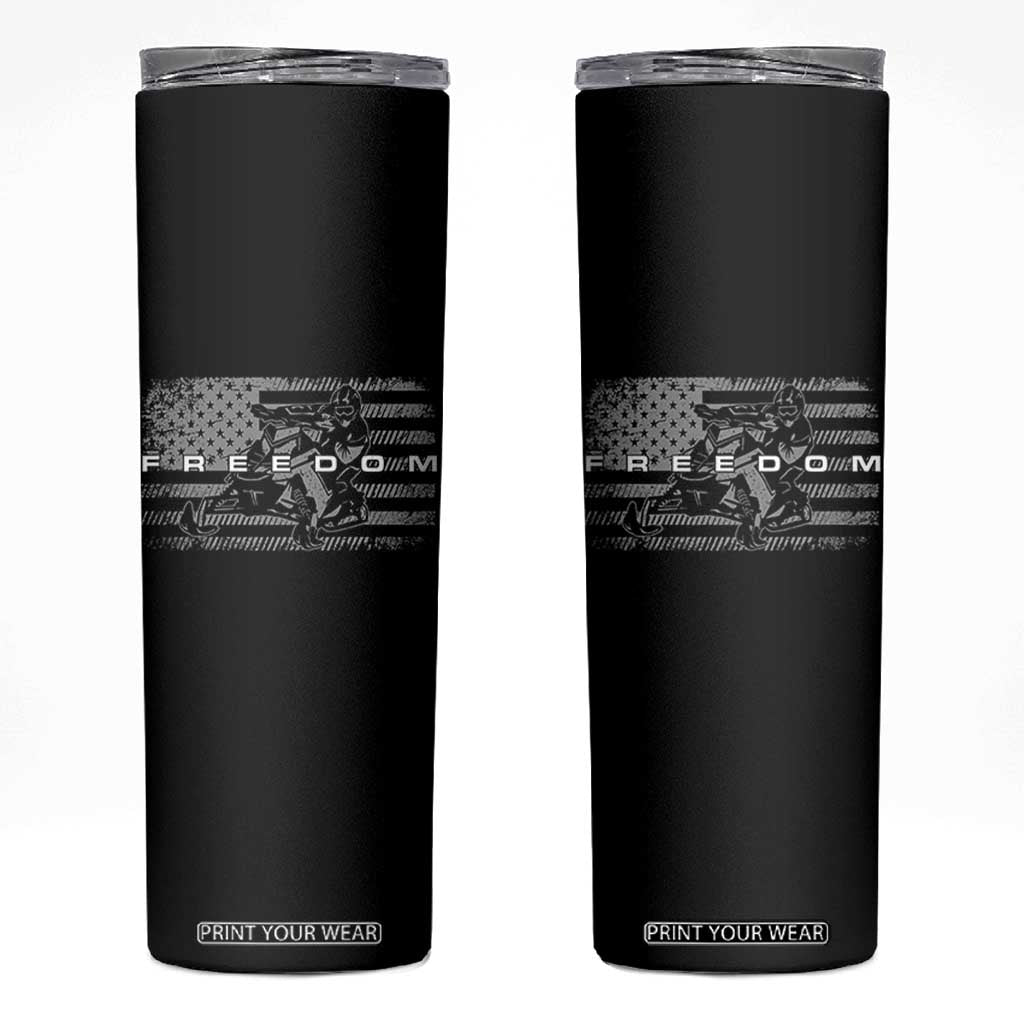 American Flag Snowmobile Freedom Winter Sport Skinny Tumbler TS11 Black Print Your Wear