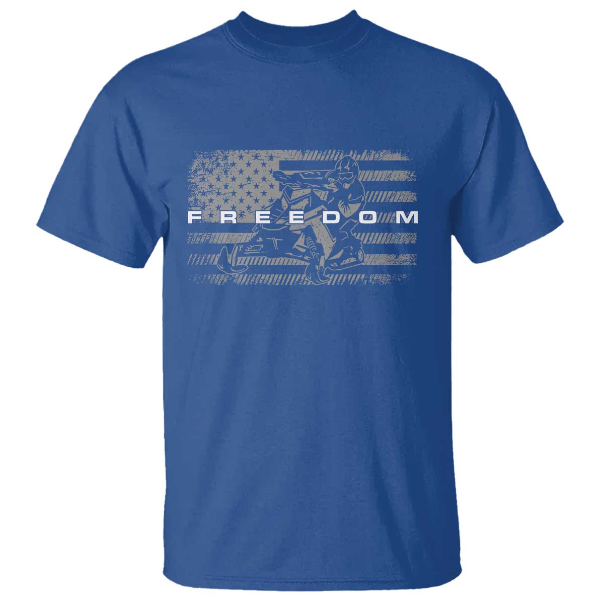 American Flag Snowmobile Freedom Winter Sport T Shirt TS11 Royal Blue Print Your Wear