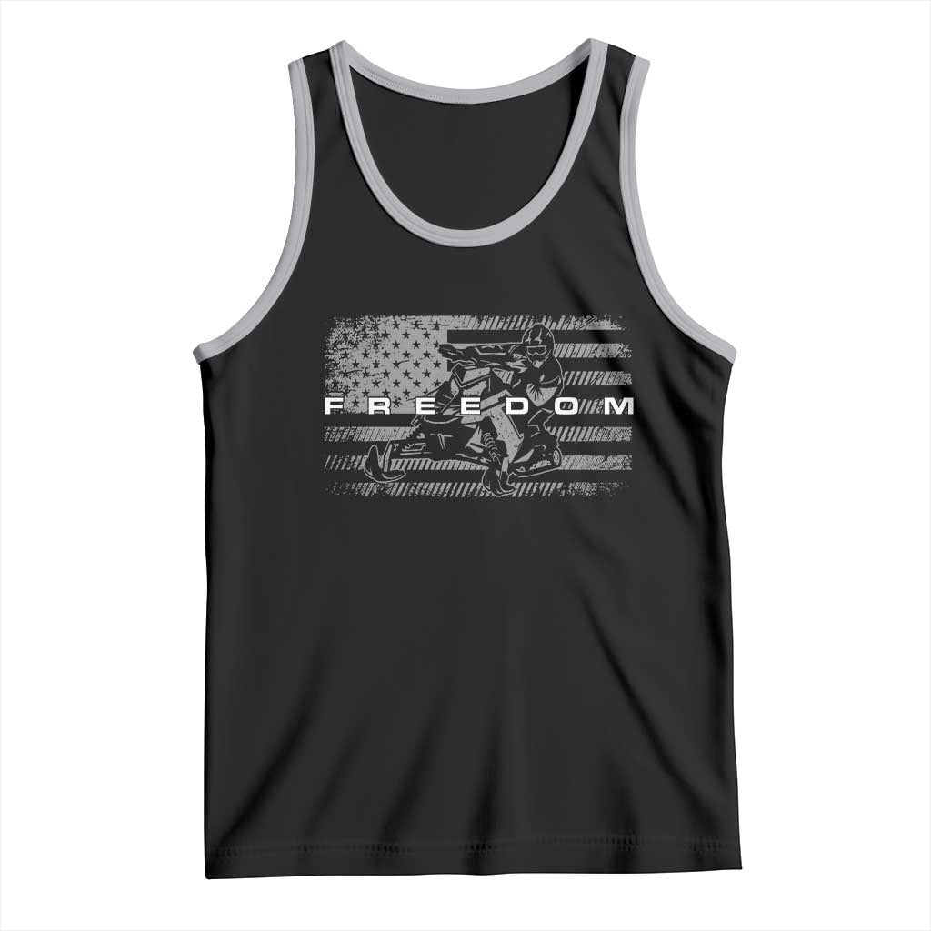 American Flag Snowmobile Freedom Winter Sport Tank Top TS11 Black Athletic Heather Print Your Wear