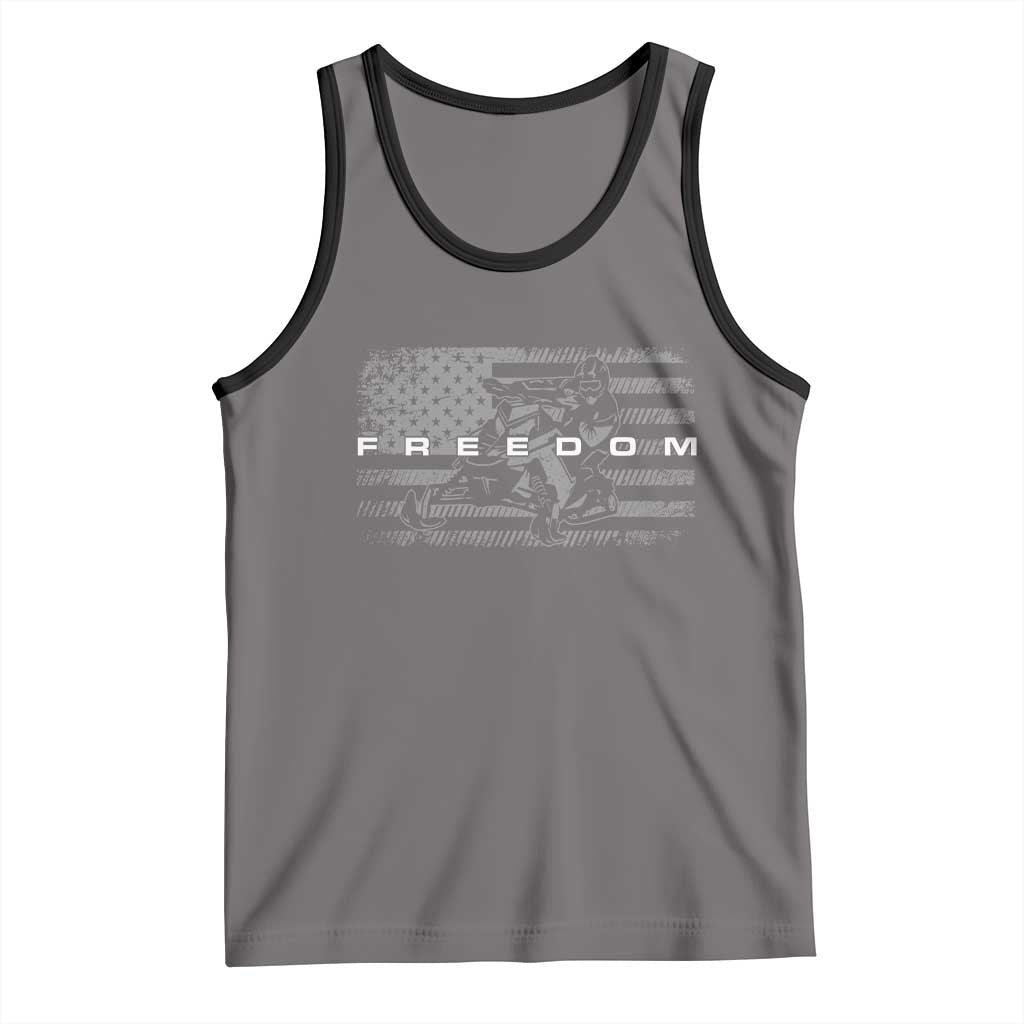 American Flag Snowmobile Freedom Winter Sport Tank Top TS11 Deep Heather Black Print Your Wear