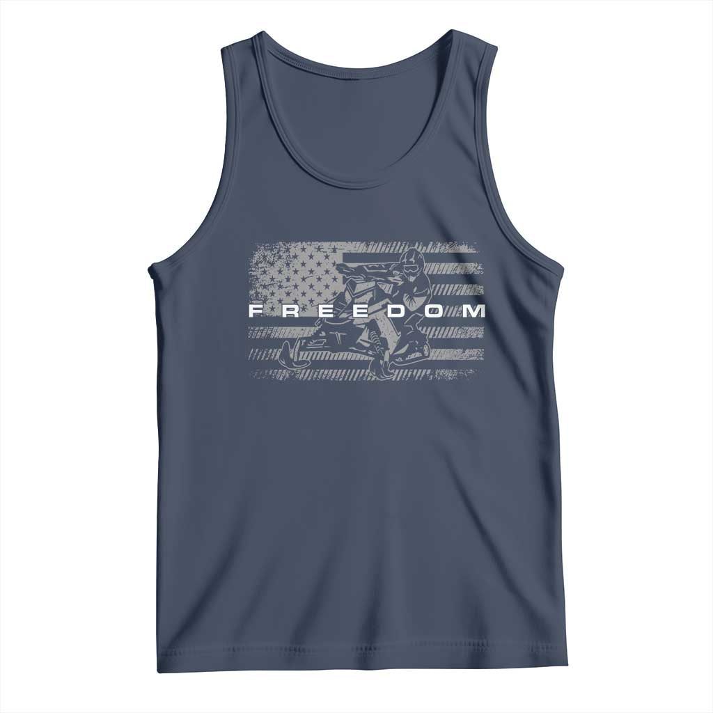 American Flag Snowmobile Freedom Winter Sport Tank Top TS11 Navy Print Your Wear