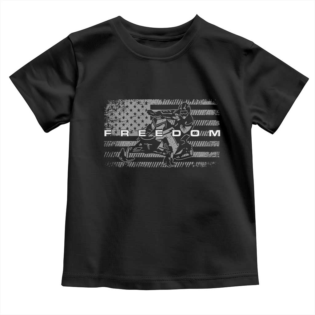 American Flag Snowmobile Freedom Winter Sport Toddler T Shirt TS11 Black Print Your Wear