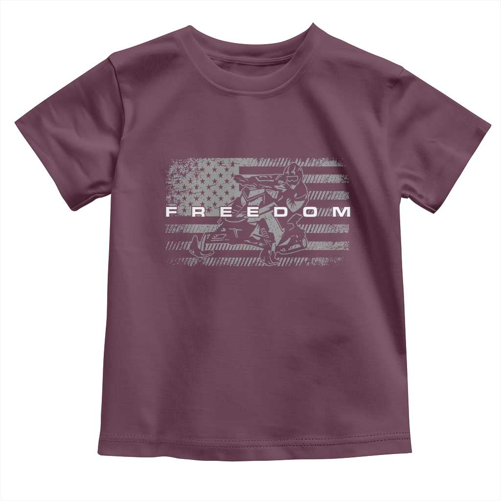 American Flag Snowmobile Freedom Winter Sport Toddler T Shirt TS11 Maroon Print Your Wear
