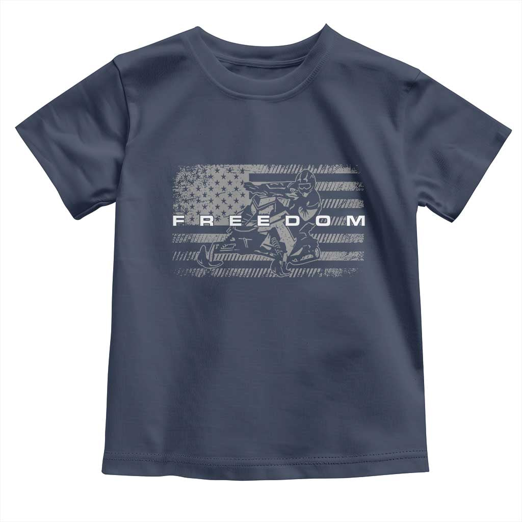 American Flag Snowmobile Freedom Winter Sport Toddler T Shirt TS11 Navy Print Your Wear
