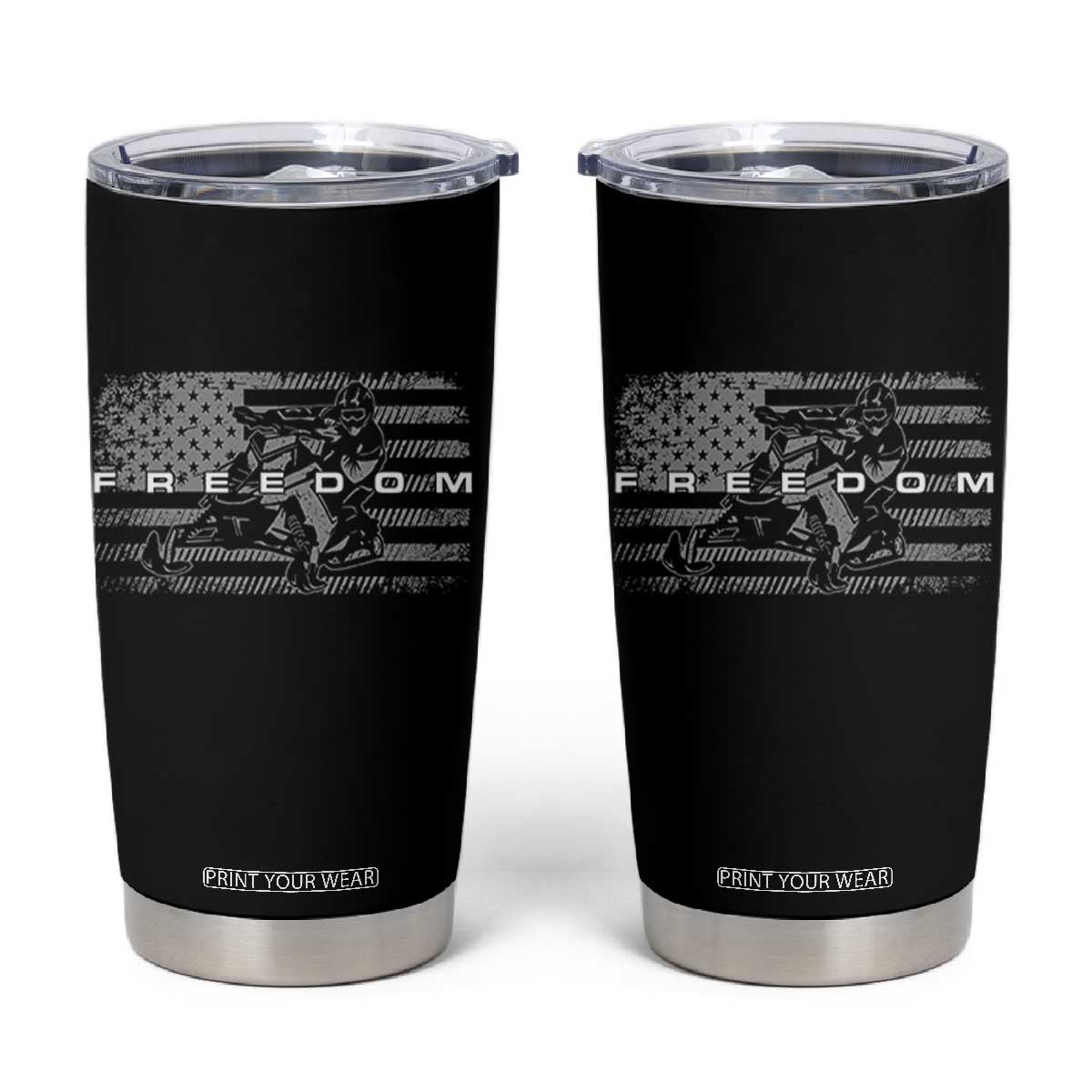 American Flag Snowmobile Freedom Winter Sport Tumbler Cup TS11 Black Print Your Wear