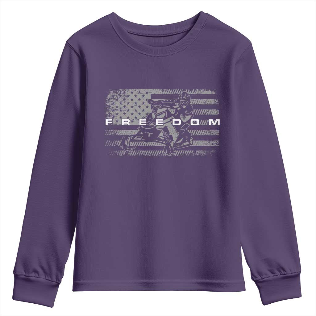 American Flag Snowmobile Freedom Winter Sport Youth Sweatshirt TS11 Purple Print Your Wear
