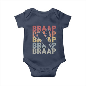 Snowmobile Braaap Baby Onesie Retro Snowcross Snow Sled Winter Sport TS11 Navy Print Your Wear