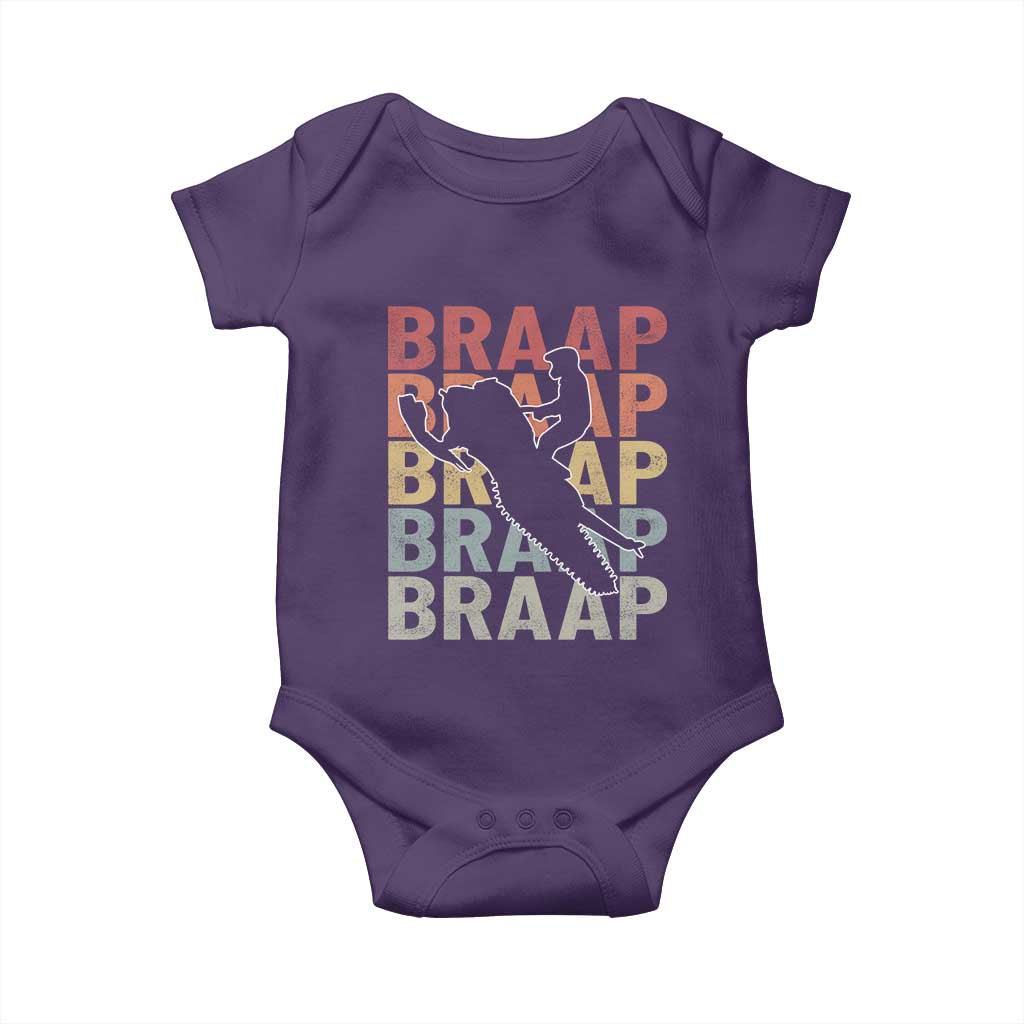 Snowmobile Braaap Baby Onesie Retro Snowcross Snow Sled Winter Sport TS11 Purple Print Your Wear