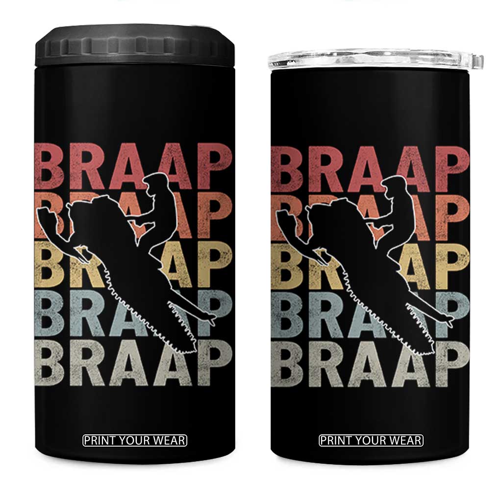 Snowmobile Braaap 4 in 1 Can Cooler Tumbler Retro Snowcross Snow Sled Winter Sport TS11 One Size: 16 oz Black Print Your Wear